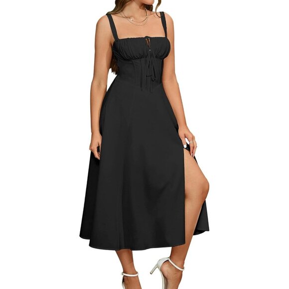 Dresses & Skirts - Women Black Going Out A Line Casual Sundress Midi Corset Dress